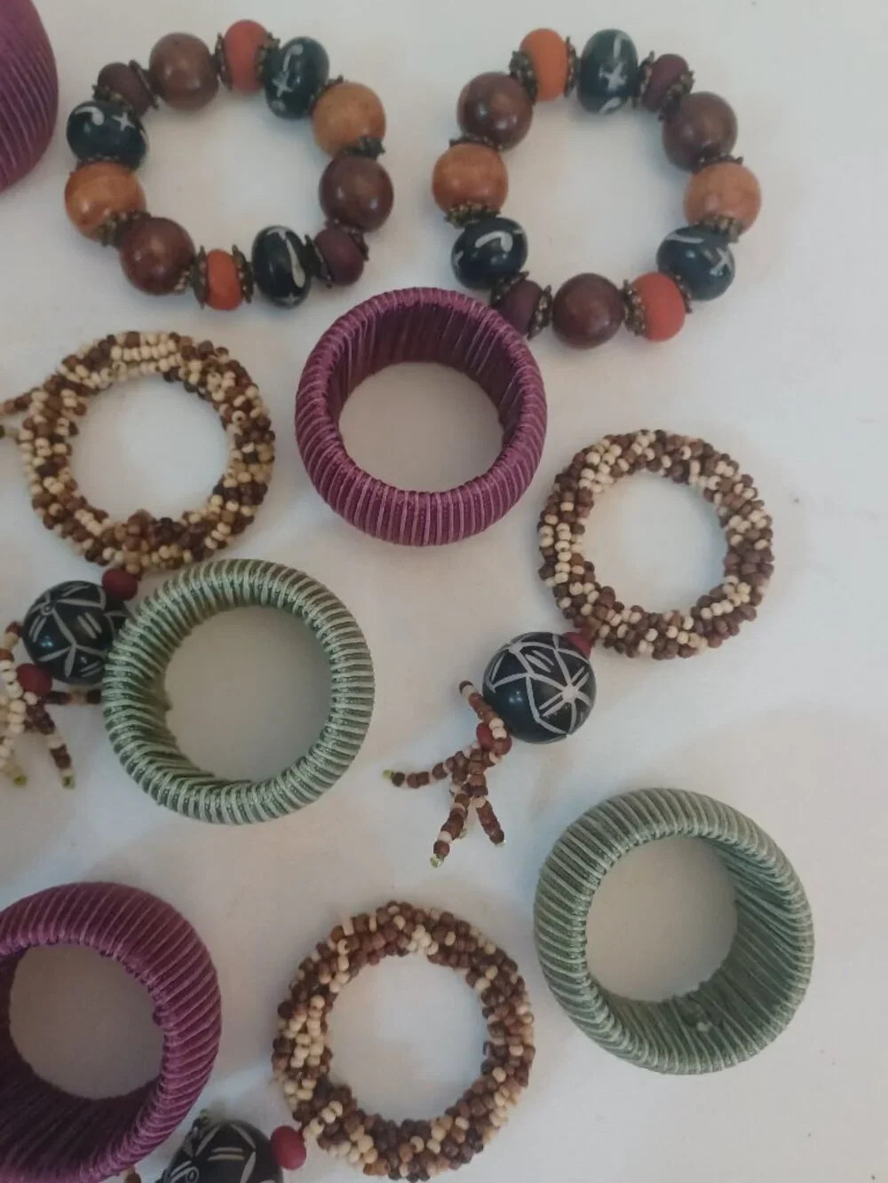 Lot of 16 Mixed Pier 1 Imports Napkin Rings Beaded, Woven, & Tasseled